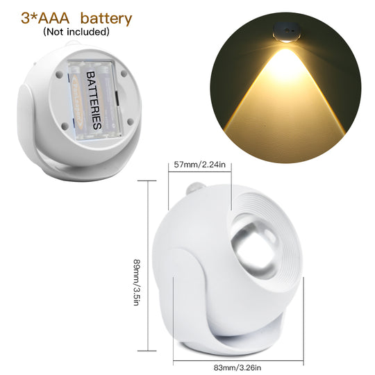 Adjustable Angle Human Sensing Light, Wireless Sunset Light, Indoor Spotlight, Corridor, Living Room Wall Light, Rechargeable And Installed Dry Battery