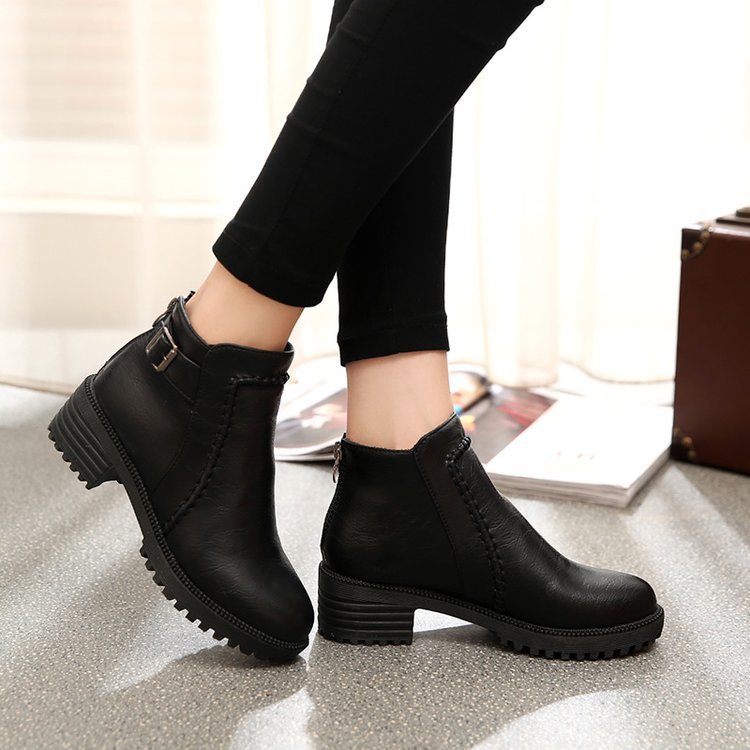 Mid-heel Round Toe Ankle Women's Boots