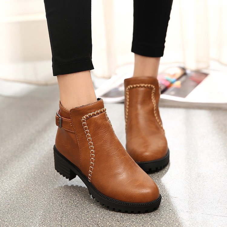 Mid-heel Round Toe Ankle Women's Boots