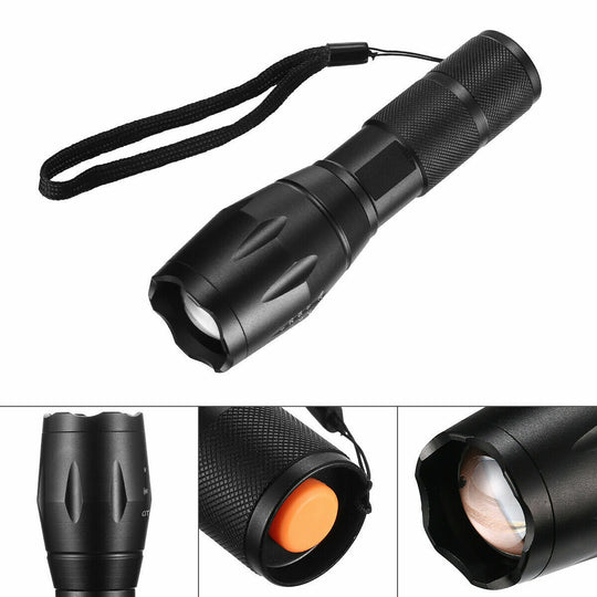 2Set High Power Torch Adjustable Focus LED Flashlight 5 Modes Lamp