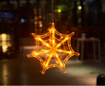 Halloween Window Hanging LED Lights Ghost Spider Pumpkin Horror Atmosphere Lights