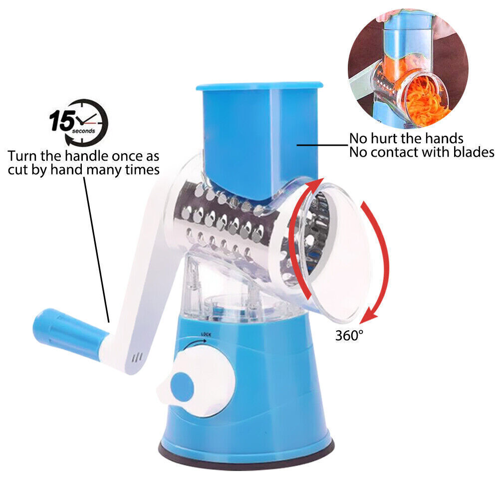 3-in-1 Rotary Food Slicer Chopper Cheese Grater Fruit Vegetable Shredder Cutter