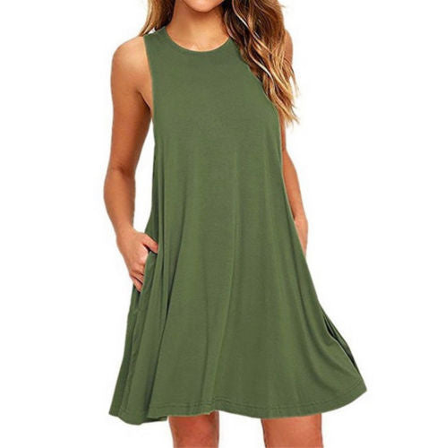 Summer Women T Shirt Pocket Dress