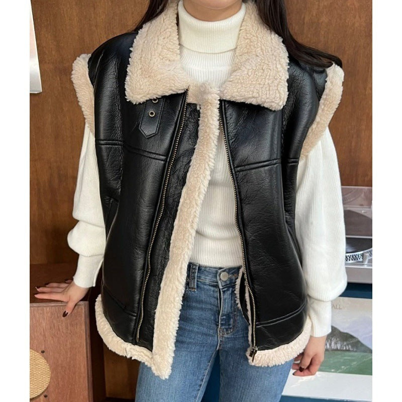 Korea Dongdaemun Spot Chic Fur One Vest