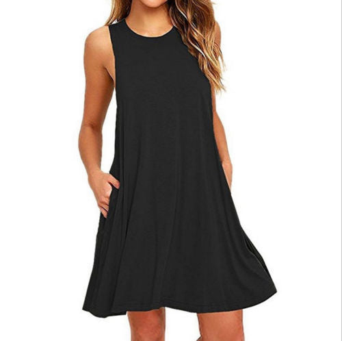 Summer Women T Shirt Pocket Dress