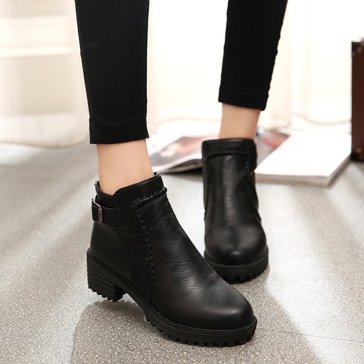 Mid-heel Round Toe Ankle Women's Boots