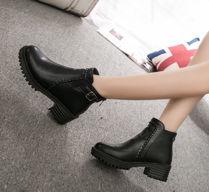 Mid-heel Round Toe Ankle Women's Boots