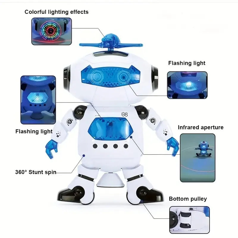 2023 Kids Robot Rotating Dance Toys With Music LED Light