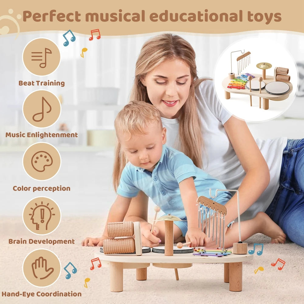 Kids Wooden Drum kit Musical Instruments