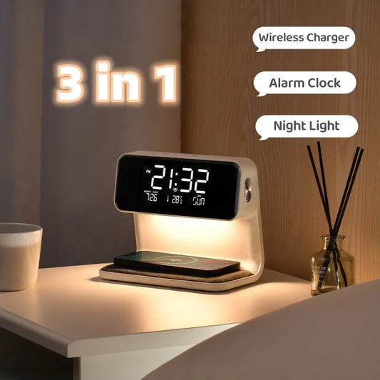 Creative 3 In 1 Bedside Lamp Wireless Charging