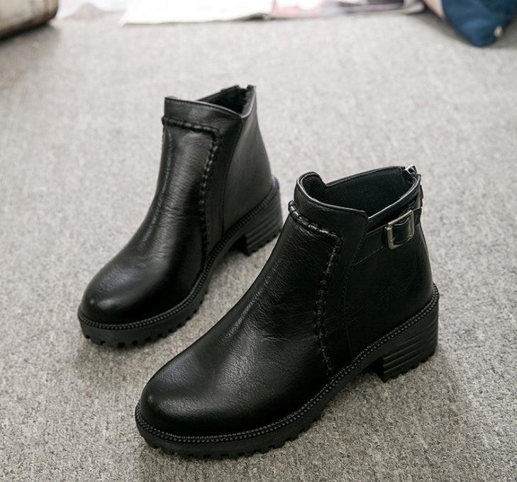 Mid-heel Round Toe Ankle Women's Boots