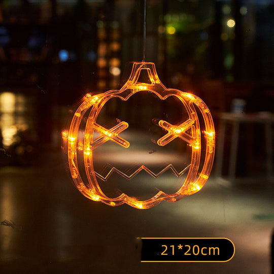 Halloween Window Hanging LED Lights Ghost Spider Pumpkin Horror Atmosphere Lights