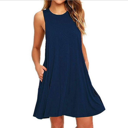 Summer Women T Shirt Pocket Dress