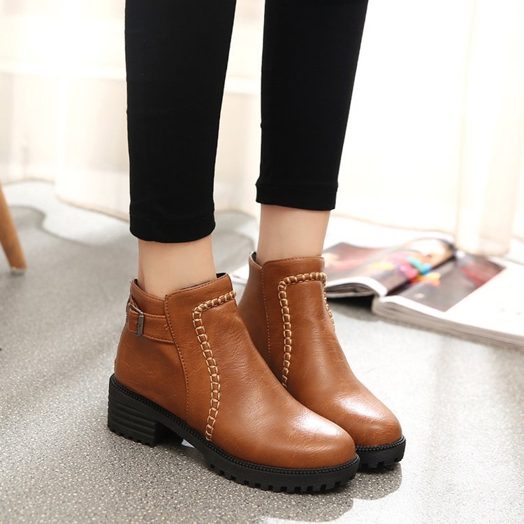 Mid-heel Round Toe Ankle Women's Boots