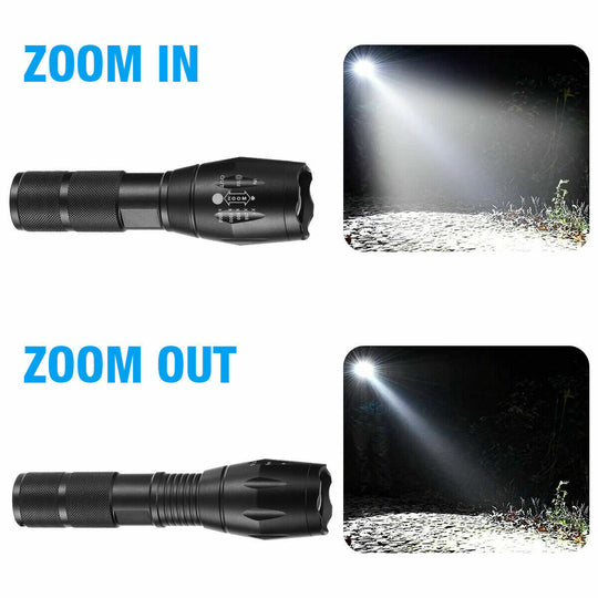 2Set High Power Torch Adjustable Focus LED Flashlight 5 Modes Lamp